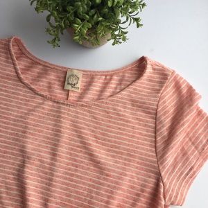 Striped pink and cream tunic with lace detail